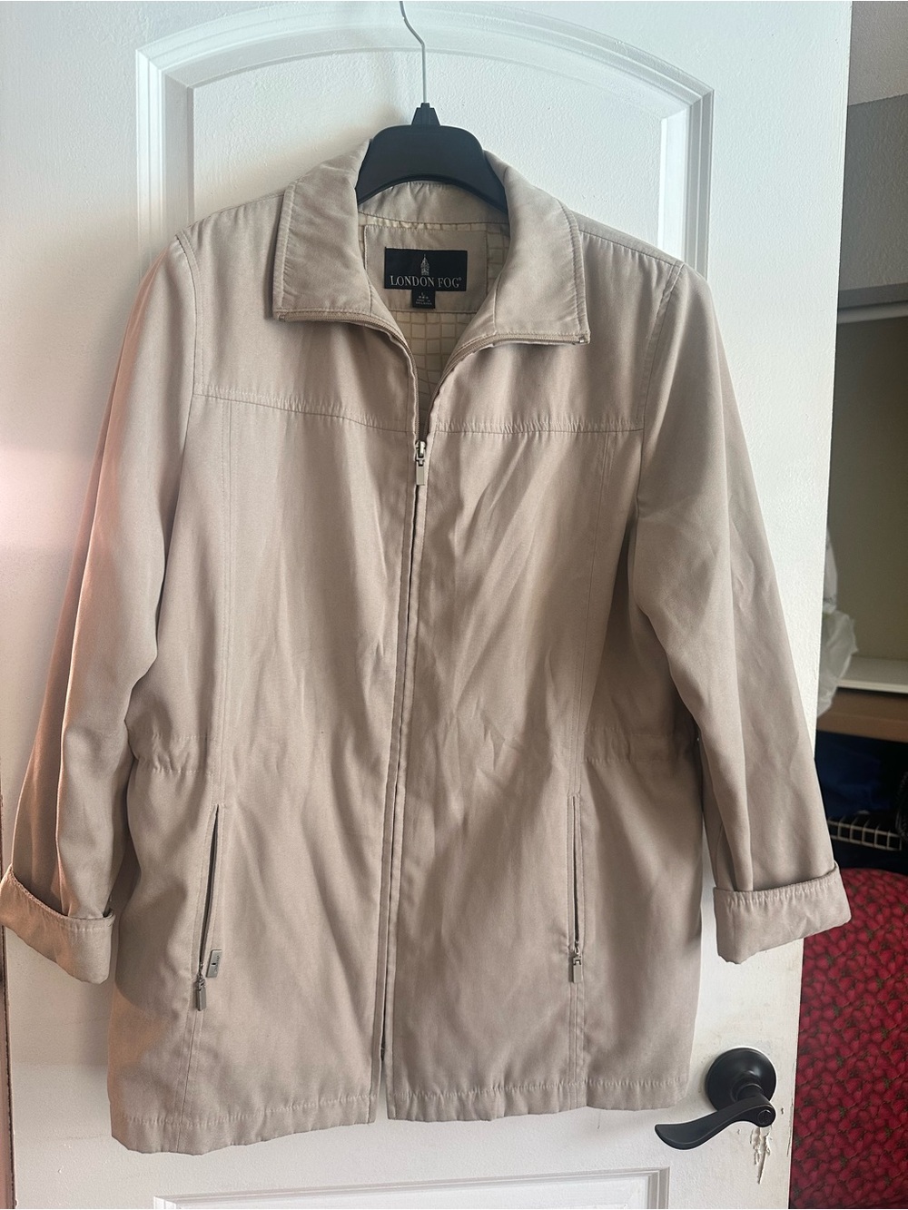 London Fog Women's Microfiber All-Weather Jacket Tan Khaki Size L Regular
